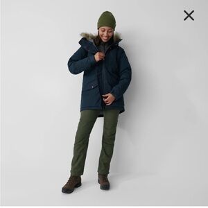 Fjallraven Navy Blue Parka with Fur Trim
